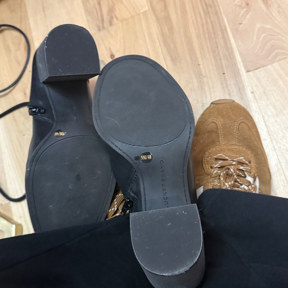 Lucky Brand Black Heeled Boots with Buckle - Picture 2 of 4